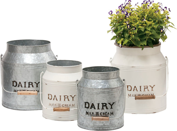 Deer Park Ironworks - Dairy Jug Planter Cream/galvanized (Case of 4 )