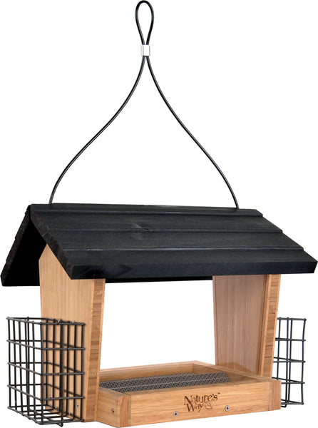 Natures Way Bird Prdts - Hopper Feeder Bambo With Suet Cages