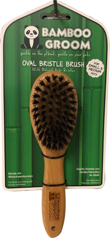 Paws/alcott - Bamboo Oval Bristle Brush W/natural Boar Bristles