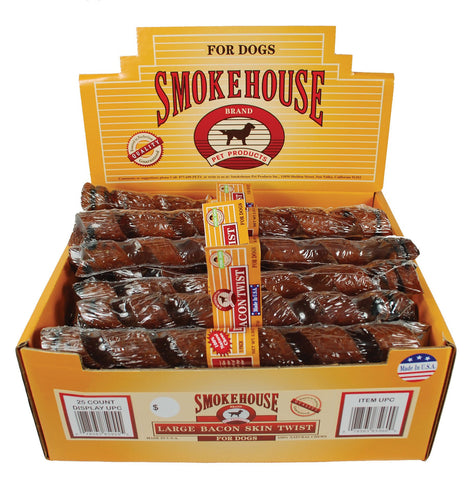 Smokehouse Pet Products - Usa Made Bacon Skin Twist (Case of 25 )