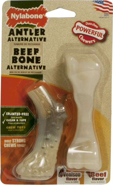 Tfh Publications/nylabone - Dura Chew Antler Alternative & Beef Bone Twin Pack