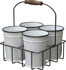 Panacea Products - Milk House Enamel Mini Bucket Planters W/carrier