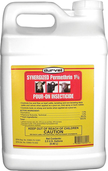 Durvet Fly             D - Synergized Permethrin 1% Pour-on Insecticide (Case of 6 )